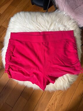 Anthropologie Red Ruched Side Lounge Shorts